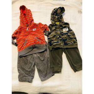 Carters winter hoodie and pants set 4pc orange and green size 6M
